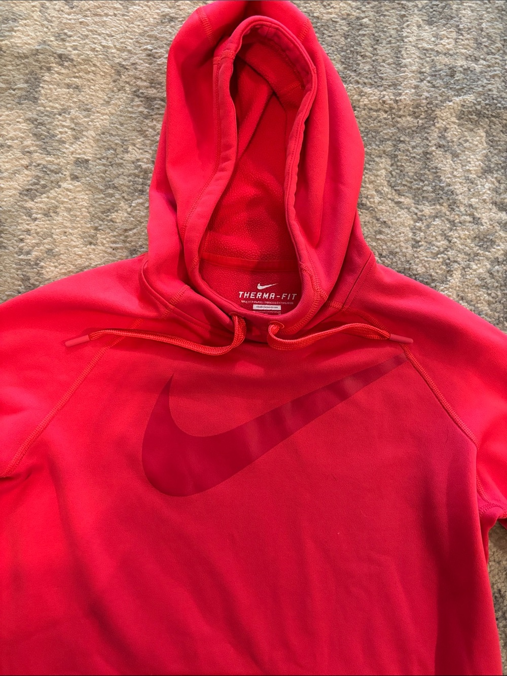 Nike Red Pullover Hoodie with Tonal Swoosh